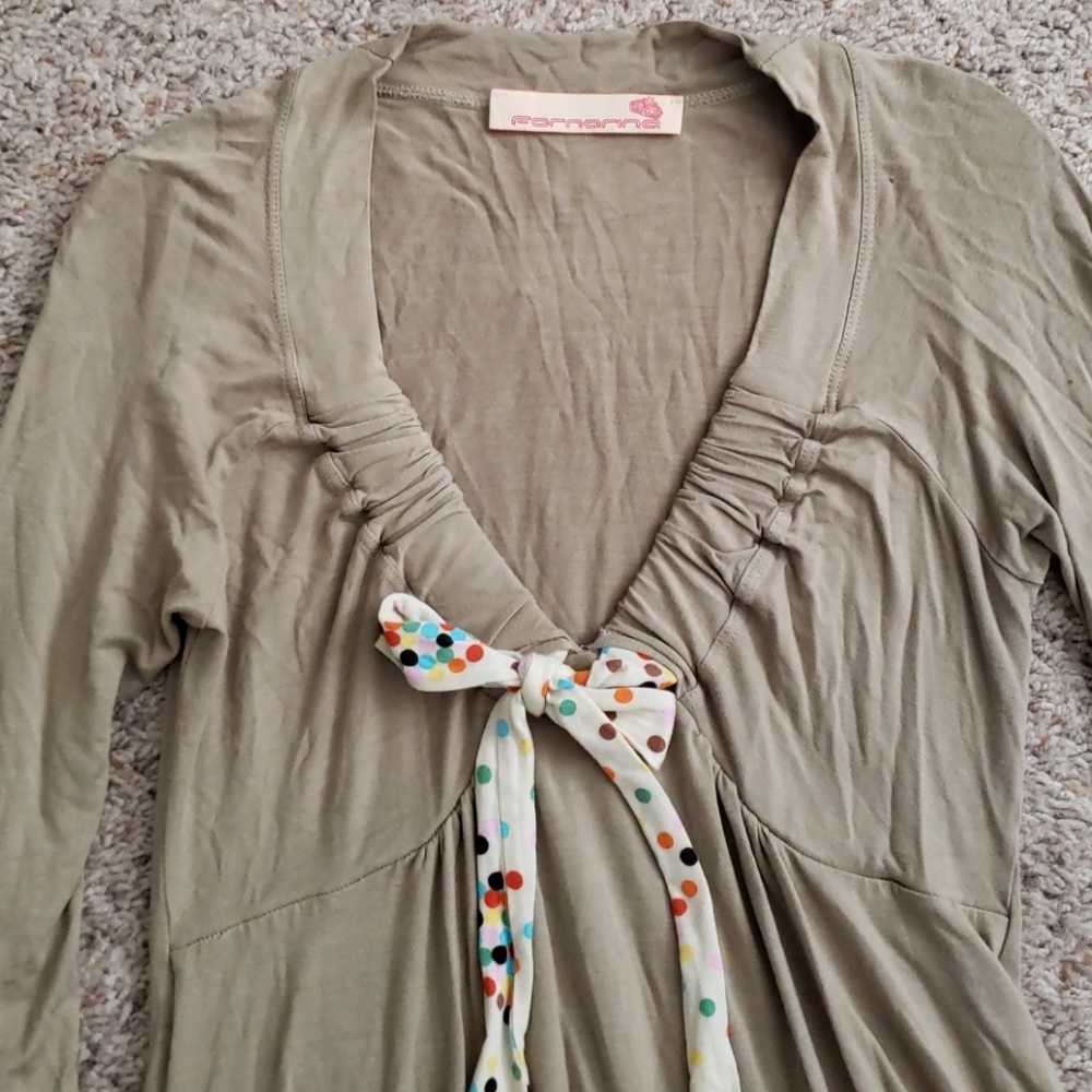 Fornarina top / tunic with bow in tan XS